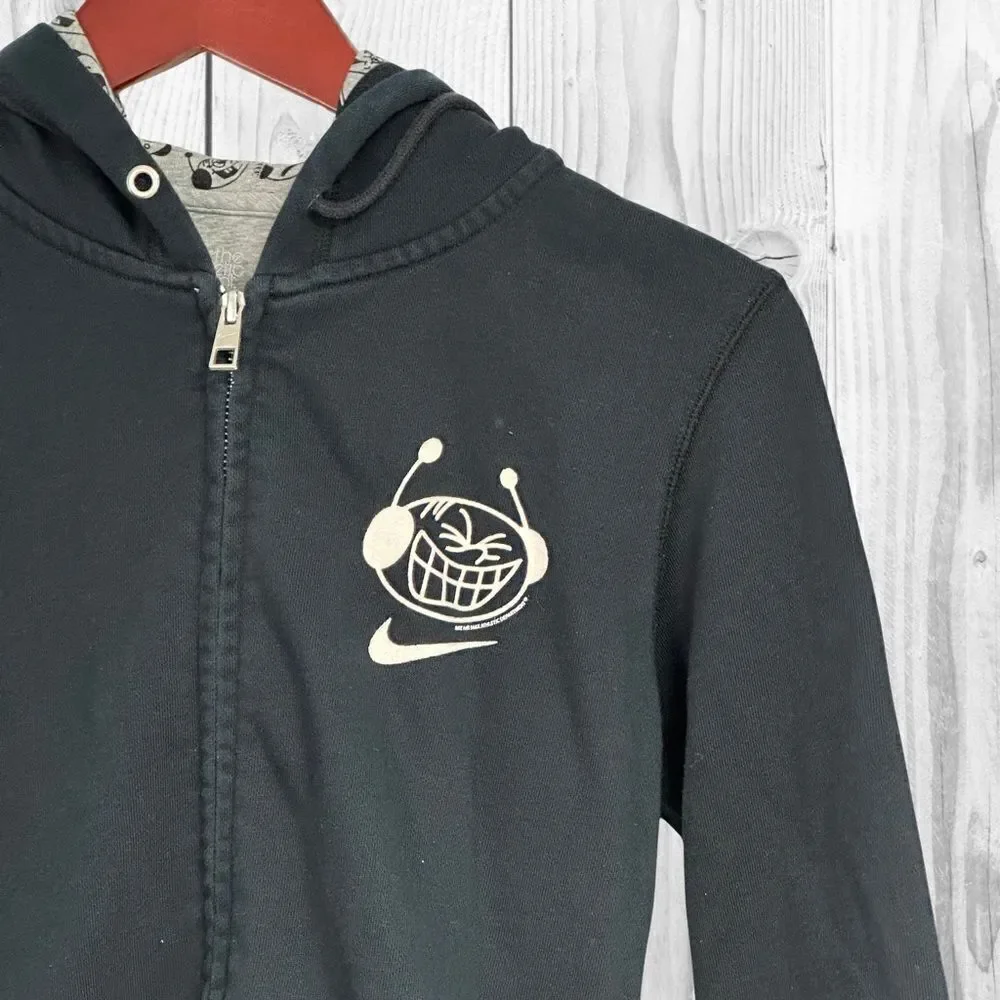 Nike Air Max Boys Hoodie‎ L Black White Alien Logo Full Zip Rare